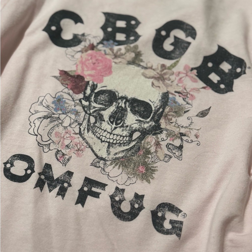 CBGB Pink Skull Graphic Sweatshirt - Picture 2 of 3
